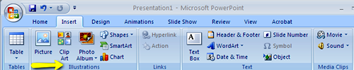 Tool Bar Showing Arrow Pointing to Illustrations